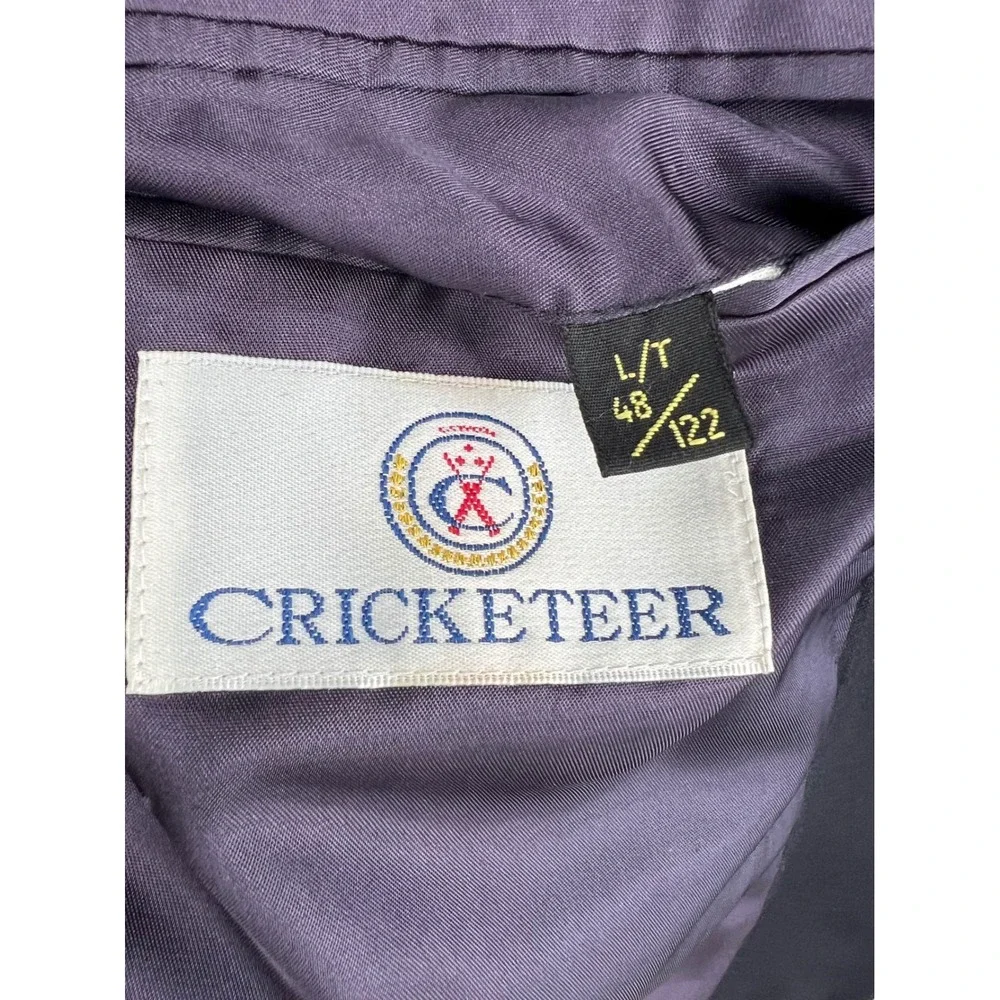 Cricketeer Blazer Men 48L Navy Blue Wool Blend Gold Crest Button Sport Coat Good